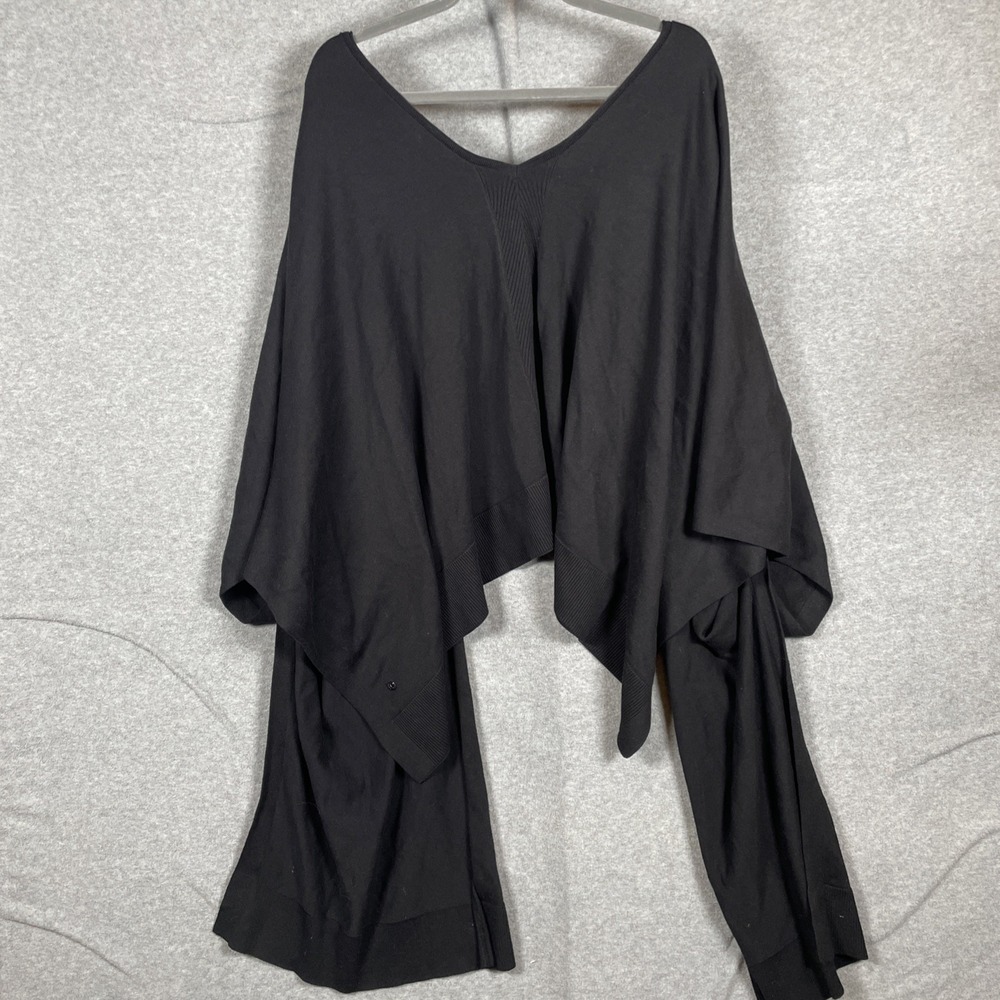 NWT Lululemon Free to Coast Wrap Black One Size Cotton Silk Cardigan Poncho - Picture 8 of 10